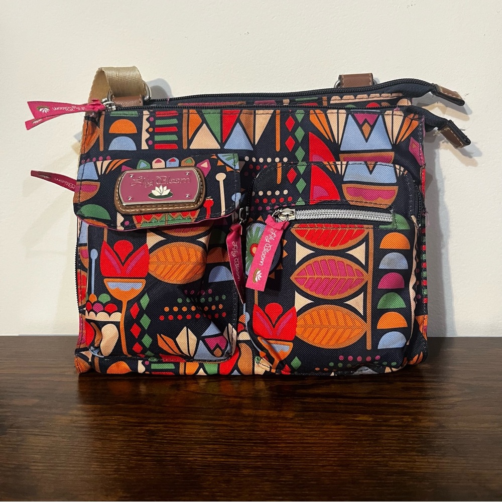 Lily Bloom hobo crossbody bag in the "Karma Bloom" or "Turtle Power" pattern